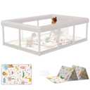 Hiaksedt Large Baby Playpen 74x50 in PlayPen for Babies and Toddlers | Play Yards for Indoor & Outdoor with Zipper Gates, Breathable Mesh with Mat,Grey with mat