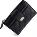 WEILIAN Small Black Wallet for Women Faux Leather RFID Blocking Slim Bifold Wallet Ladies Wallets with Card Slots and Zip Coin Compartment