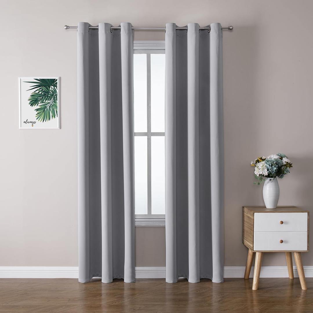 ChrisDowa Blackout Curtains 72 inches Long for Bedroom - 2 Panels Set Grommet Thermal Insulated Room Darkening Curtains for Living Room (Light Grey, 42 x 72 Inch)