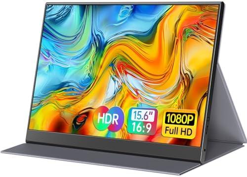 ForHelp 15.6inch Portable Monitor,1080P USB-C HDMI Second External Monitor for Laptop,PC,Mac Phone,PS,Xbox,Swich,IPS Ultra-Thin Zero Frame Gaming Display/Premium Smart Cover
