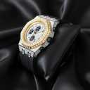 Men's 43mm Iced Out Octagonal Case Silicone Band Watch