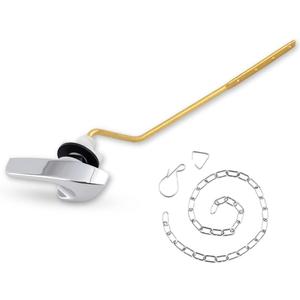 iFealClear Universal Brass Toilet Tank Flush Lever Handle, Side/Angle Mount Toilet Handle Compatible with Kohler K-GP30324-CP, Stainless Steel Flapper Chain, Chrome