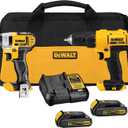 DEWALT 20V MAX Cordless Drill and Impact Driver, Power Tool Combo Kit , Includes 2 Batteries, Charger and Bag (DCK240C2), One Size