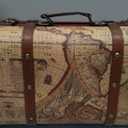 ELLDOO Vintage Wooden Storage Chest, Portable Decorative Luggage Suitcase, Treasure Chest Box with Map Pattern, Pirate Keepsakes Box for Gifts, Chest Storage Box for Decor Storage Travel