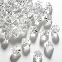 Gikboup 160 Pcs Fake Ice Cubes for Vase Filler, Fake Diamonds 22 * 18mm Acrylic Rocks for Vases, Plastic Gems, Artificial Crushed Ice Props for Sensory Bin Filler, Table Confetti, Faux Centerpieces
