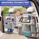 2Pack Car Backseat Organizer with Foldable Table Tray,6 Storage Pockets Car Storage Organizer with Tablet Holder,Car Seat Back Protectors Kick Mats Travel Accessories (Grey)