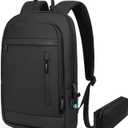 Business Backpack for Men Lightweight Commute Laptop Backpack Anti-Theft Water Resistant Backpack for 15.6 Inch Computer for Daily Office Work with Small Bag (Black, 15.6")