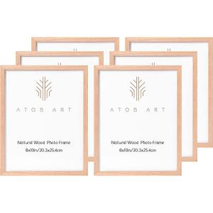 ATOBART 8x10 Picture Frames Solid Wood, 6 Pack OAK Photo Frame Set with Real Glass Cover, Natural Wood Color Frames, for Wall Mounting or Tabletop Display ATOBART 8x10 Picture Frames Solid Wood, 6 Pack OAK Photo Frame Set with Real Glass Cover, Natural Wood Color Frames, for Wall Mounting or Tabletop Display