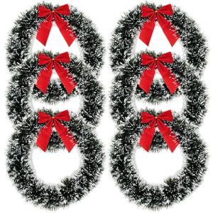 Gift Boutique 6 Christmas Front Door with Red Bow 13" Winter Decoration Wall Decor Hanging Wreaths Kitchen Decorations Artificial Home Decor Holiday Indoor Window