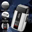 KEMEI T402 Professional Foil Shavers for Men, IPX7 Waterproof Electric Razor for Men with LED Display, Double Electric Shaver with 3 Adjustable Speeds & UV Cover