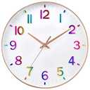 HZDHCLH Kid Wall Clocks Battery Operated,12 inch Silent Non Ticking Modern Wall Clock for Nursery Kids Room Living Room Bedroom Kitchen Office Classroom Decor
