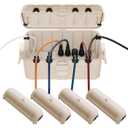 RESTMO 5-Piece Outdoor Waterproof Electrical Box Set 12.5" x 8.5" x 5" Large & 7.1" x 2.3" x 2.3" Small, Weatherproof Boxes for Power Strip, Outlet, Plug, Socket, Timer, Holiday Light, Almond