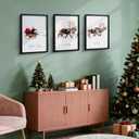 HKBS Framed Christmas Wall Art Decor, Set of 3 Christmas Wall Canvas Prints Pictures Farmhouse Santa Claus Is Coming To Town for Holiday Home Decorations Indoor (Black, 12"x16", Framed)