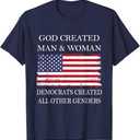 God Created Man & Woman Democrats Created All Other Genders T-Shirt (Black) XL