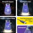 Zap Zone Defender Bug Zapper Outdoor Indoor, Rechargeable Mosquito Zapper with UV Light USB-C Electric Insect Trap Mosquito Repellent Outdoor Patio Camping Traps 3 Modes IPX5 Water Resistant Lantern