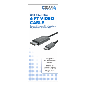 Zgear USB C To HDMI 6 Ft Video Cable