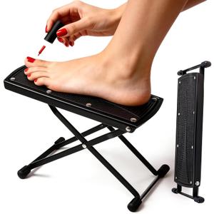 ZtohPyo Foldable Foot Rest, 6-Height Adjustable Spa Foot Stand, Non-Slip Sturdy Foot Care Stand for Easy Home Pedicures, Beauty Pedicure Stool Tool (Black)