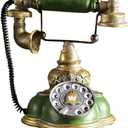 Amosfun Retro Rotary Dial Desk Telephone Resin Vintage Rotary Dial Landline Phones Home Office Decoration Supply