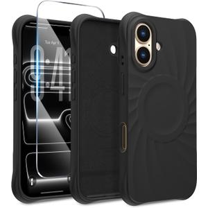 Magnetic for iPhone 17 Case, Compatible with MagSafe, [Integrated Silicone Camera Control Cover] [Screen Protector], 2X MIL-STD Drop Protection Shockproof Phone Case 6.3 inch, Black