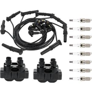 Autodevil FD487 2PCS Ignition Coil+8 Spark Plug+Wire Set Compatible with 19912001 Ford Mercury Lincoln Contour F150 Escort Explorer Mustang Ranger Town Car Mark VIII 4.6L Replacement 88F12029A1A