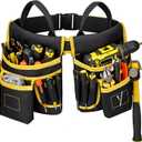 Tool Belt for Men - Tool Pouch for Waist Up to 52” with 18 Pockets 19 Webbing Loops Dual-Side Buckle With Magnet Holster Heavy Duty Tool Bag Organizer for Electrician Carpenter Gift for Men Boyfriend