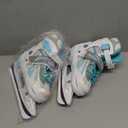 Adjustable Kids Ice Skates for Girls Boys, 4 Size Adjustable Beginner Ice Hockey Skates for Youths Teen, Warm Ice Skating Shoes with Electroplated colorchanging blades for Outdoor and Rink, Blue