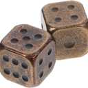 TOYANDONA 2pcs Metal Brass Dice, Antique 6 Sided Dice Tables Board Game s Square Corner Poker Party Game Props for Festival Carnival Party Decoration