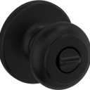 Kwikset Cove Interior Privacy Door Knob with Lock, Door Handle For Bathroom and Bedroom, Matte Black Keyless Turn Lock Doorknob