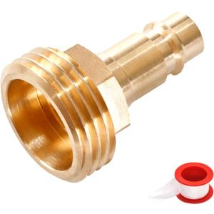 3 x Hose Quick Connector Adapter Fittings, Replacement for PF247007, 1/2" Quick Connect for 3/4" RV and Marine Connect Garden Hose for Spray-away and Spray-port, Brass Adapter with PTEE Tape