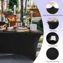 ABCCANOPY 8 FT Black Spandex Table Cover Stretch Fitted Wrinkle Resistant Tablecloth Reuse for Rectangular Folding Table Patry Event Wedding Banquet Protector, 96" x 30"