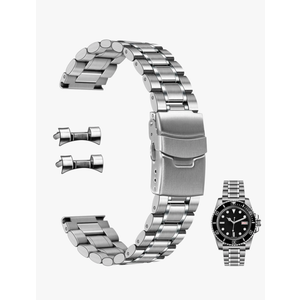 Juntan 22mm Stainless Steel Watch Band Curved End Straight End for Men Women Metal Watch Bands Strap Quick Release Replacement Bracelet with Double Folding Buckle Silver