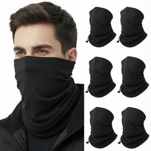 6 Pcs Winter Neck Gaiter Warmer Fleece for Men Women Adjustable Windproof Half Balaclava Thermal Neck Warmer Ski Face Mask Scarf for Cold Weather Cycling Motorcycle Sports Black