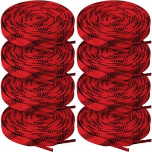 Yingzhao 4 Pairs Red Waxed Hockey Laces 108" Hockey Skate Laces Wide Ice Lace Strap Strings Ice Sports Accessories for Roller Skates, Boots,Adults, Youth