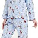 GLOBAL Women's Flannel Pajamas Set 100% Cotton PJs for Women Long Sleeve Button Drawstring Waist Warm Loungewear Sleepwear, Large