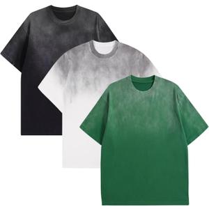 GSOU SNOW Men Oversized T Shirt Cotton Casual Unisex Short Sleeve Vintage Baggy Tee Shirts Washed Mens Streetwear (M)