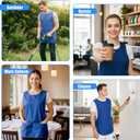 Blue Smock Apron Cobbler Apron with Pockets, Work Aprons Adjustable Side Ties Smock Hair Stylist Aprons for Woman Man Kitchen Cooking Art Painting Housekeeping
