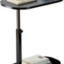 C Shaped End Table, Adjustable Height Couch Side Table, Horizontal 360Swivel Small Couch Side Tables That Slide Under, C Shaped End Table TV Tray Table for Couch (Black)