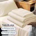 Twin XL Size 3 Piece Sheet Set - Comfy Breathable & Cooling Sheets - Hotel Luxury Bed Sheets for Women & Men - Deep Pockets, Easy-Fit, Soft and Wrinkle Free Sheets - Off White Oeko-Tex Bed Sheet Set