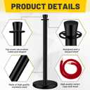 Wesiti 6 Pcs Stainless Steel Stanchion Post Queue with Crown Top 5 ft and 3 Pcs Velvet Rope and Poles Crowd Control Barriers Sand Injection Hollow Base and Velvet Ropes Set for Party (Black, Red)