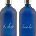 Cornucopia Brands 16oz Hands Dishes Pump Bottles (Blue, Set of 2); Frosted Blue Pump Dispensers for Kitchen and Home