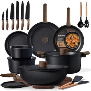 CAROTE 38pcs Pots and Pans Set Non Stick, Cookware Set Detachable Handle, 38 Piece