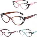 4 PACK Cat Eye Reading Glasses for Women Blue Light Blocking Readers with Spring Hinge Anti Glare UVMix,2.5
