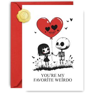 2 x Love You Valentines Day Cards (Black Weirdo)