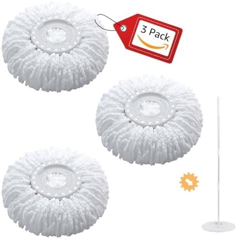 BonusLife 3-Pack Circular Spin Mop Head Refill Replacement