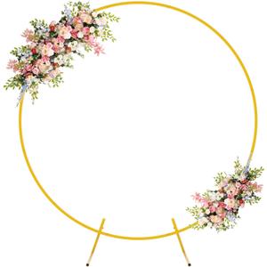 Putros 5FT Gold Round Backdrop Stand Metal Circle Balloon Arch Frame Wedding Arch for Ceremony Birthday Party Anniversary Bridal Graduation Decoration