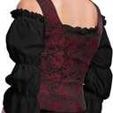 Century Star Corset Tops for Women - Renaissance Costume Pirate Medieval Floral Top Ren Faire Vest Victorian Plus Size Bodice (Small, 01 Red and Black Corset)