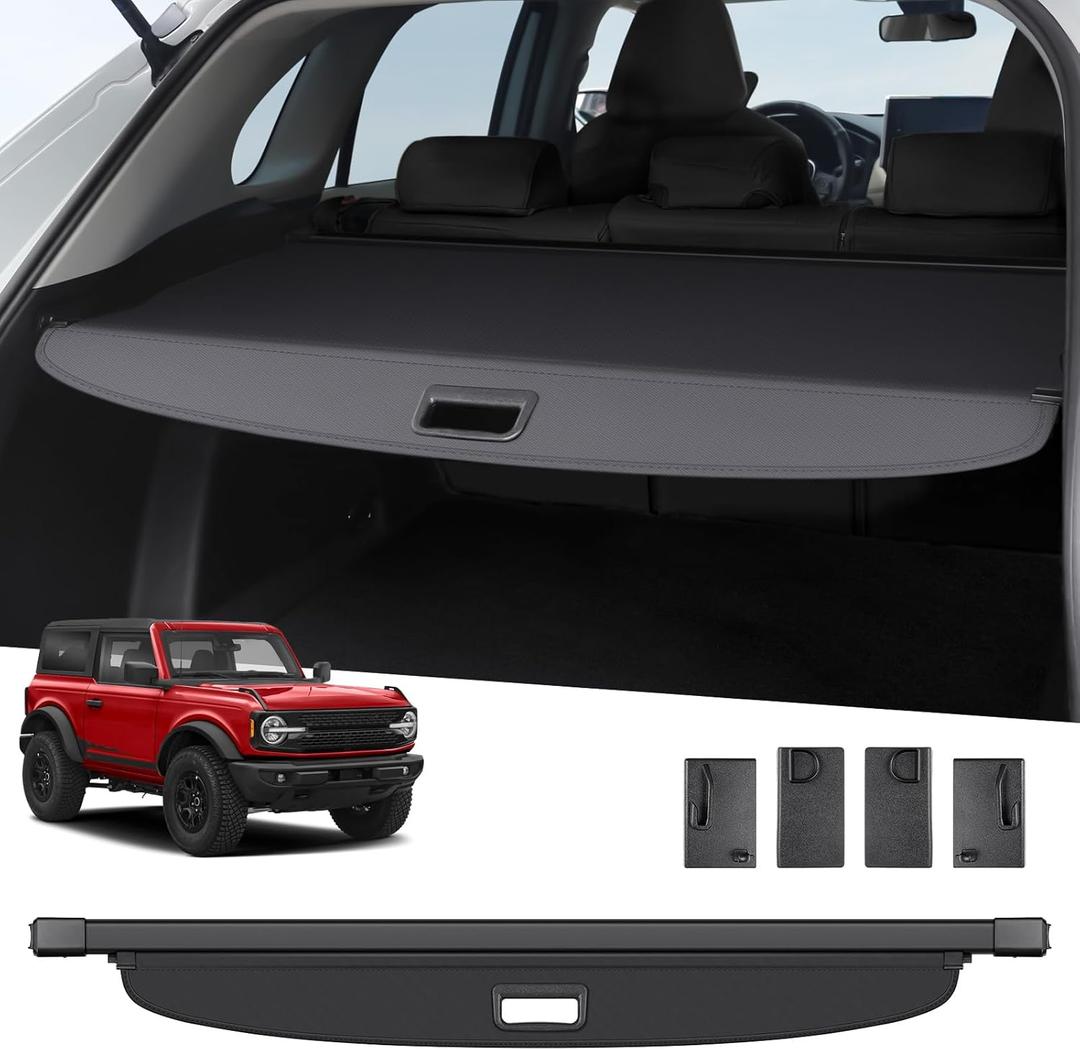 ZZEQYG Cargo Cover for 2021 2022 2023 2024 2025 Ford Bronco Accessories Retractable Cargo Cover Trunk Cover All Weather Shielding Shade Cargo Luggage Cover(Not for 2 Door and Bronco Sport)