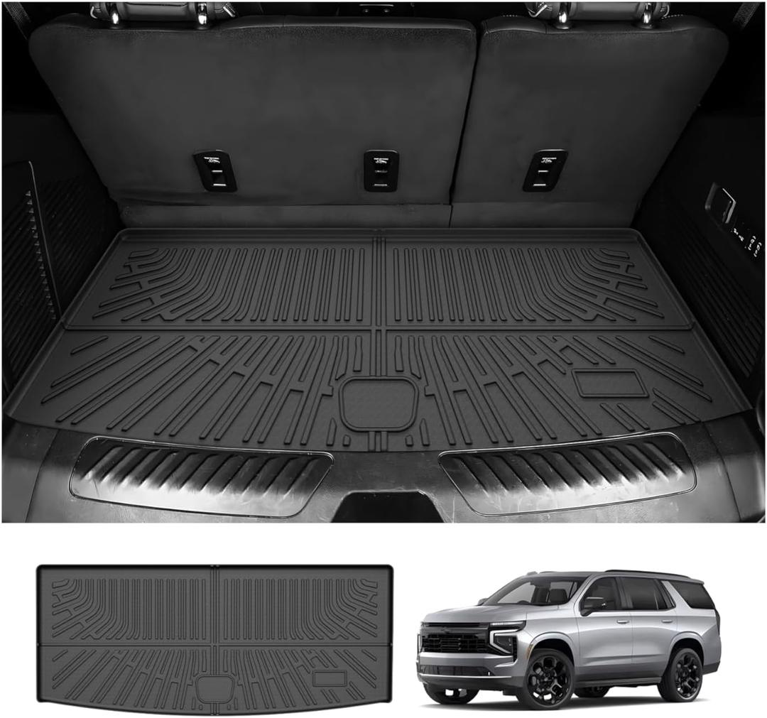 Cartist Cargo Liner for Chevy Tahoe/GMC Yukon 2021-2025 2026 (Not for Yukon XL), All Weather Cargo Mats for Tahoe Accessories, Heavy Duty TPE Behind The 3rd Row Trunk Mat, Car Accessories