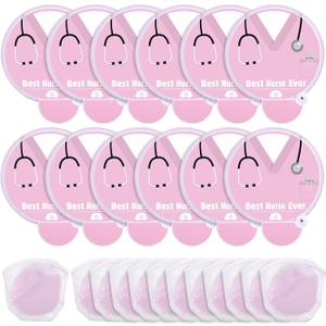 24 Pcs Nurses Gift Folding Fan Nurse Appreciation Gifts 7.87" Round Portable Handheld Fan with Handles Motivational Thank You Gifts for Nurses Week Party Graduation (Pink)