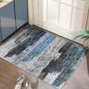 Ciicool Modern Abstract Area Rug 2x3 Washable Small Entryway Rug, Non-Slip Low Pile Throw Rug, Foldable Kitchen Bathroom Rugs, Blue Grey Floor Carpet for Entrance Living Room Bedroom Indoor Doormat